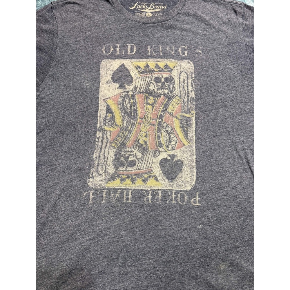 Lucky Brand Old Kings Poker Hall Graphic T-Shirt Large L Dark Heather Grey Tee - Picture 5 of 8
